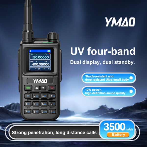 YMAO U83 POC+Analog Dual Mode 199 Channel 10w Walkie Talkie Dual Dispaly Clone Frequency Dual Sim Card Slot Two Way Radio